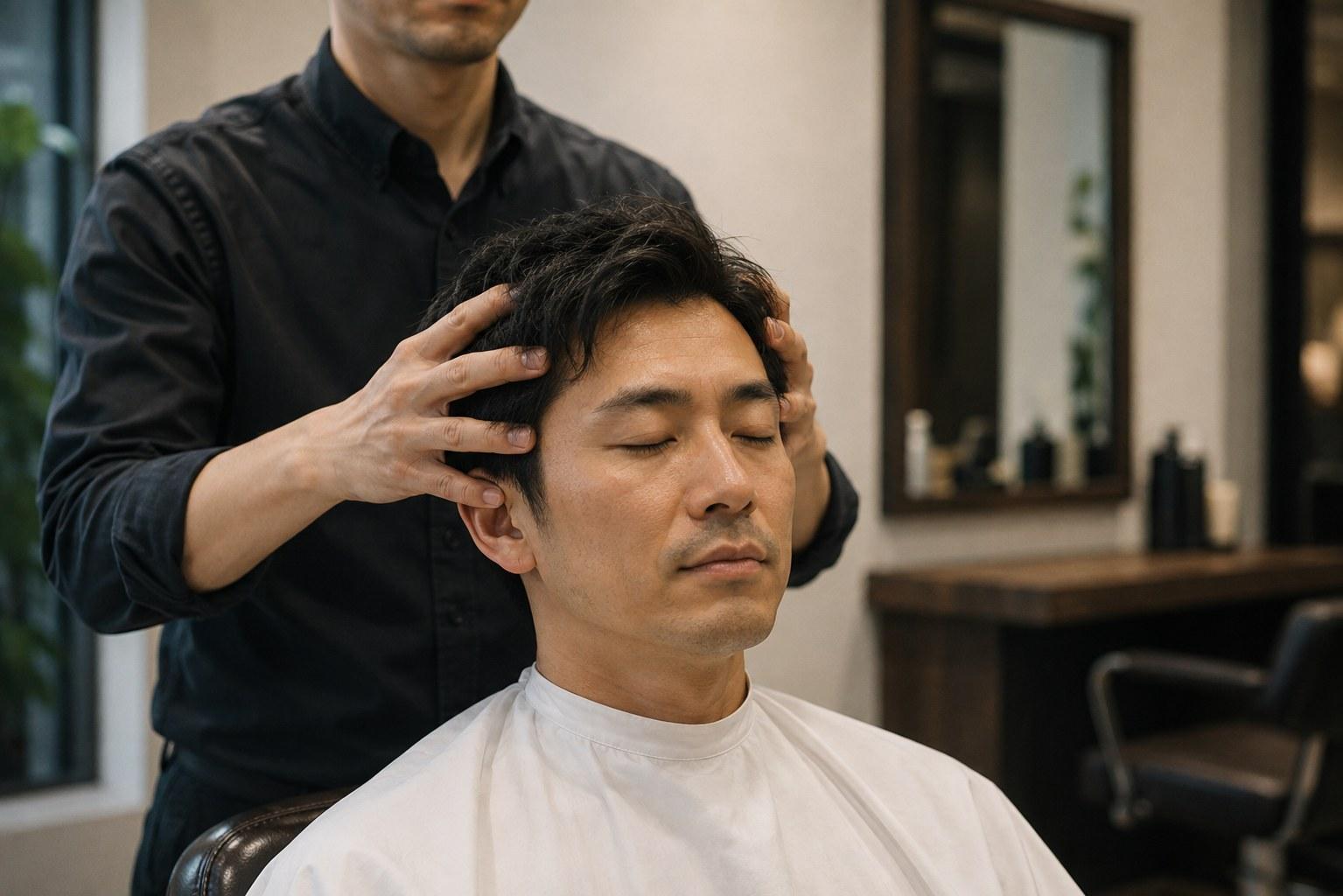 ヘッドスパの施術ディテール写真